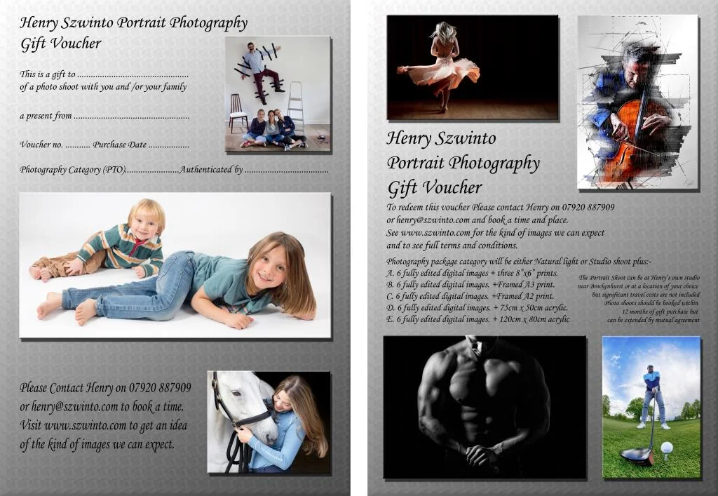 Henry Szwinto Portrait Photography Gift Voucher